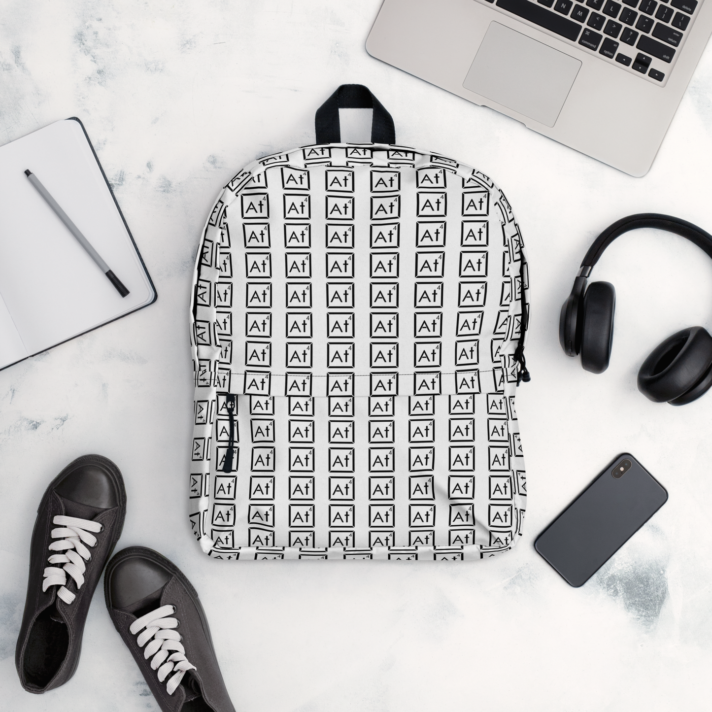 Black At4 logo backpack