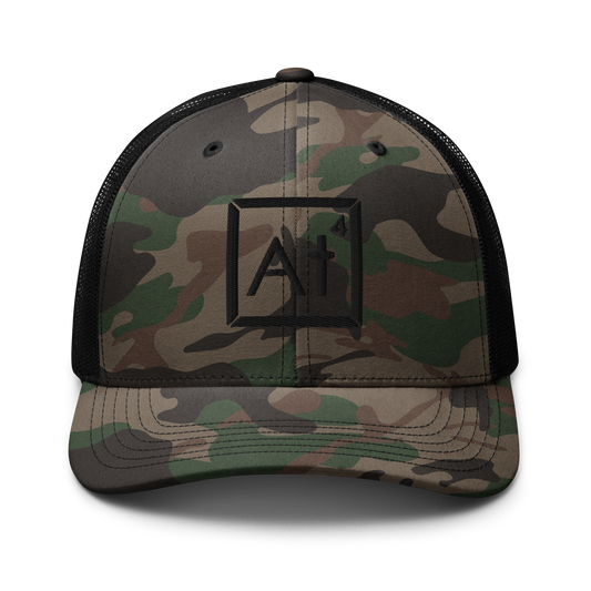 Camouflage Black At4 logo trucker hat